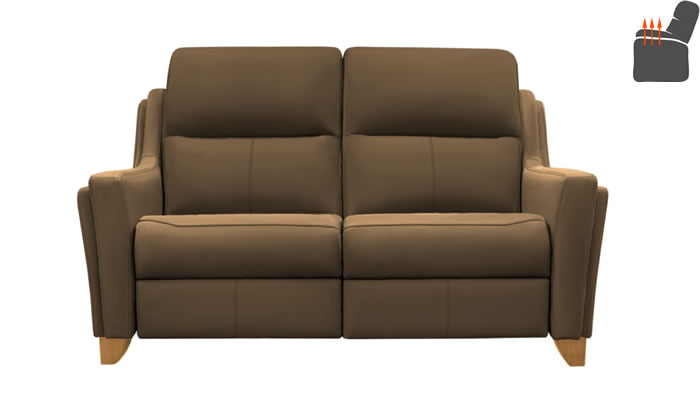 Parker Knoll Portland Two Seat Sofa Heated Seats in Madri Sepia Leather Teak Leg